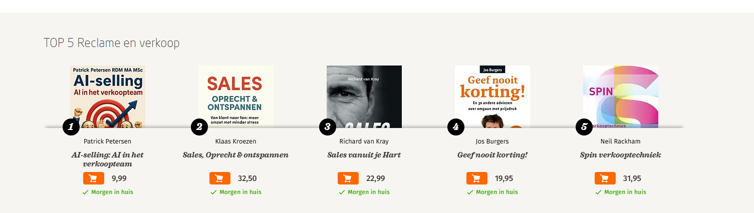 Met AI-selling op nummer 1 in de TOP 100 Reclame en verkoop managementboeken